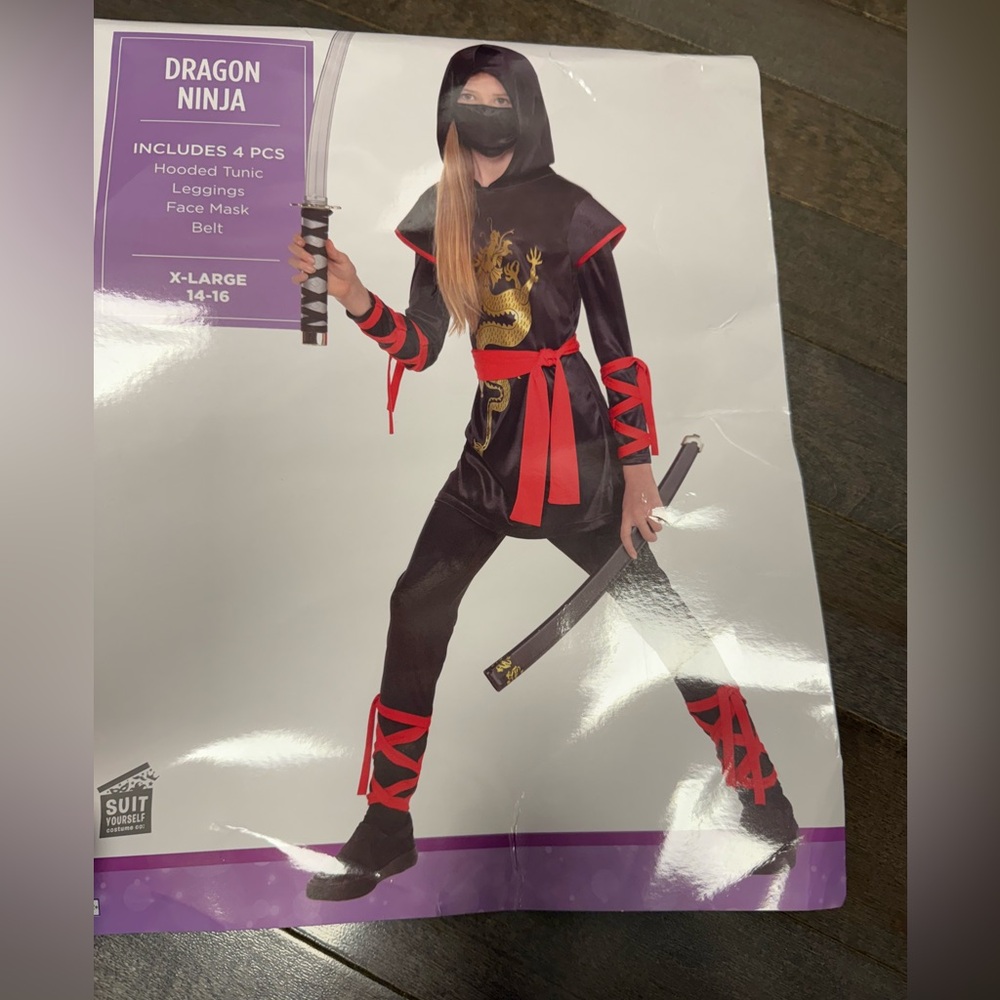 Le Suit Black and Red Dragon Ninja Costume for Kids